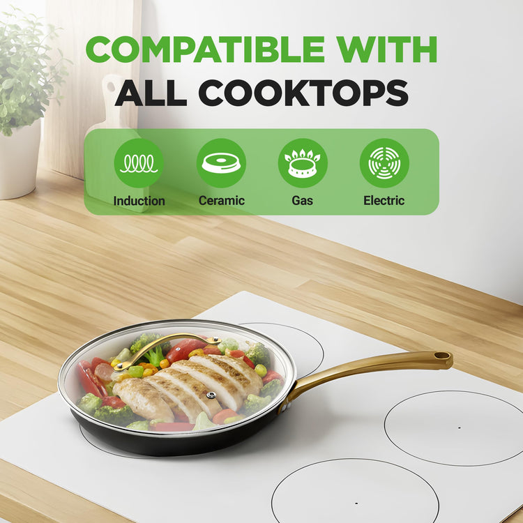 12 Inch Professional Ceramic Frying Pan With Lid