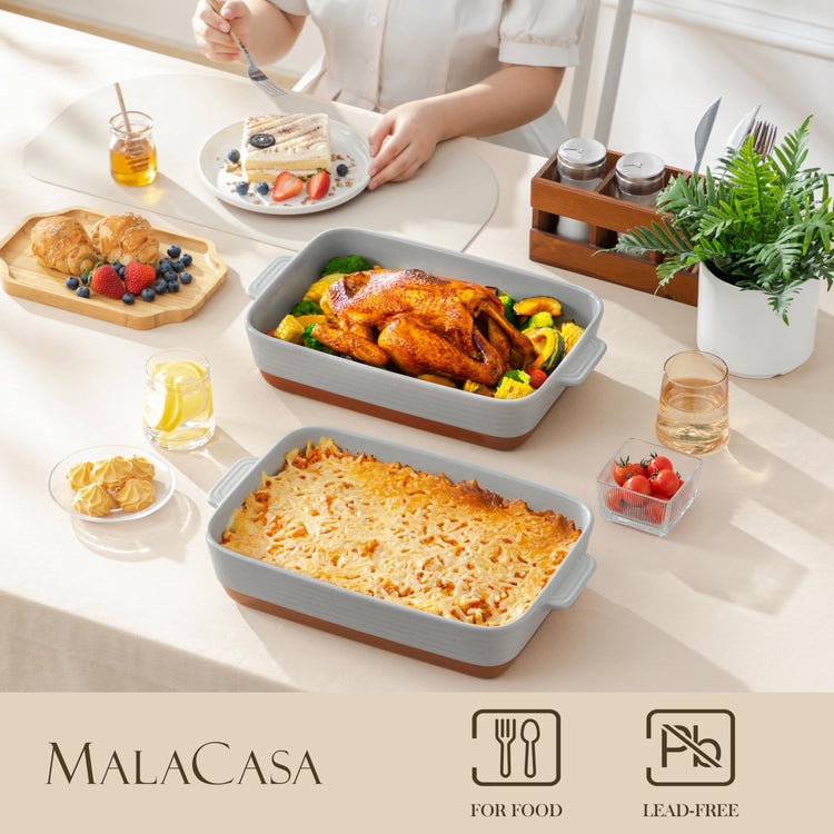 Large 9x13 Ceramic Baking Dish with Handles