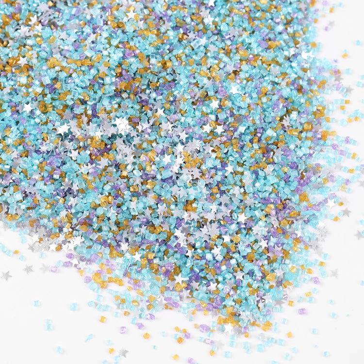 Sanding Sugar Edible Silver Glitter Stars Mix (3.5 Ounce)