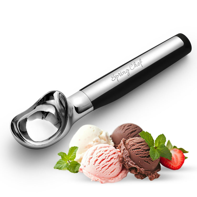 Heavy Duty Metal Ice Cream Scoop with Soft Grip Handle