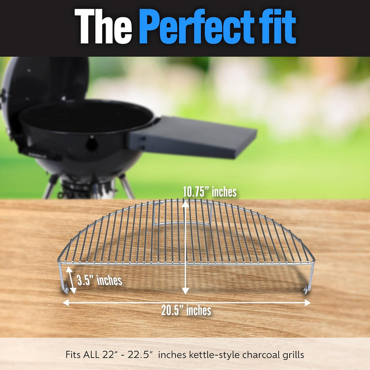 SnS Grills Slow ‘N Sear Elevated Cooking Grate - Compatible with Weber and Other Grills - Heavy Duty Stainless Steel, More Grill Space for Tailgating, Camping, and Backyard Cooking