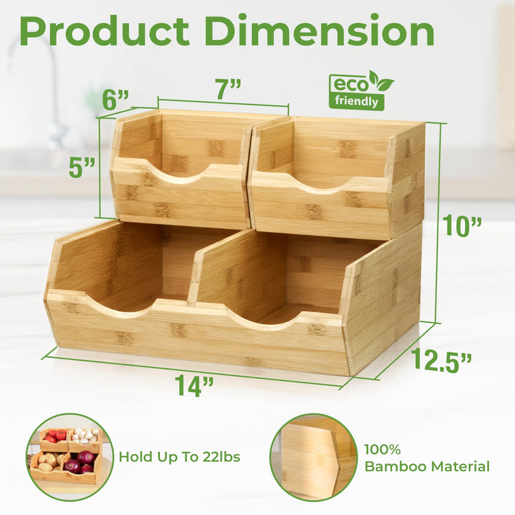 Bamboo Pantry Storage Bins (3 Count)