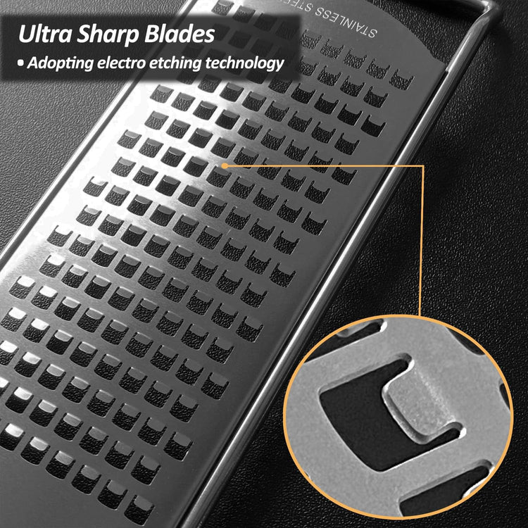 Professional Zester Grater Coarse for Cheese, Carrot, Ginger, Coconut, Nuts and Horseradish, Kitchen grater with Razor-Sharp Stainless Steel Blade (Coarse)