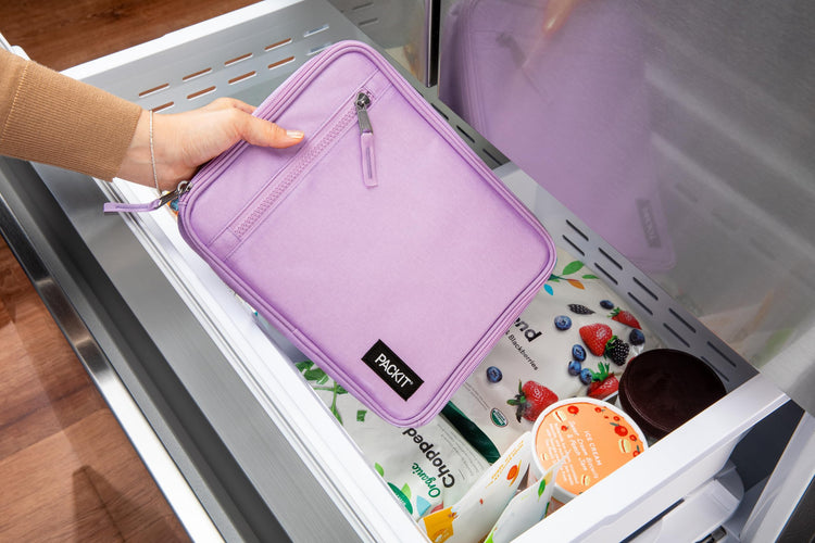 R) Freezable Classic Lunch Box, Lavender, Built with EcoFreeze(R) Technology, Fully Freezable, Collapsible, Reusable, With Zip Front Pocket and Buckle Handle, Designed for Fresh Lunch On the Go