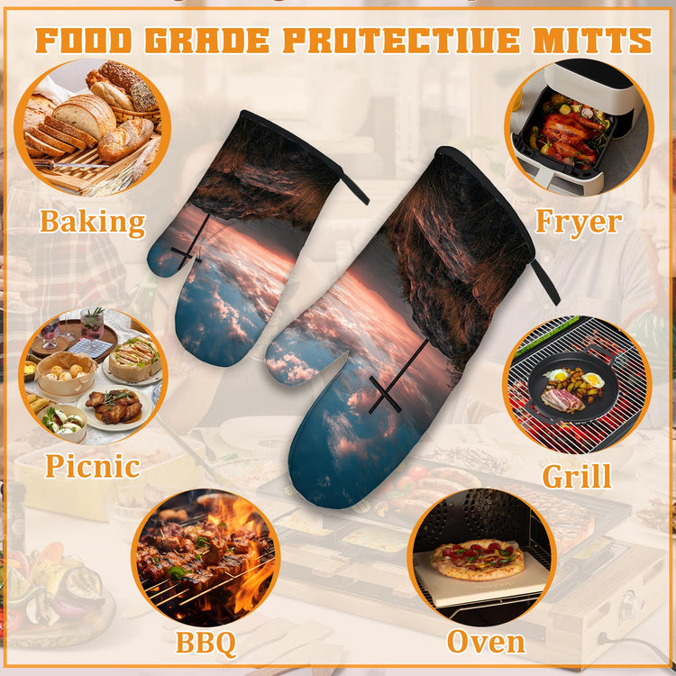Cross Oven Mitts and Pot Holders Set (4 Count)
