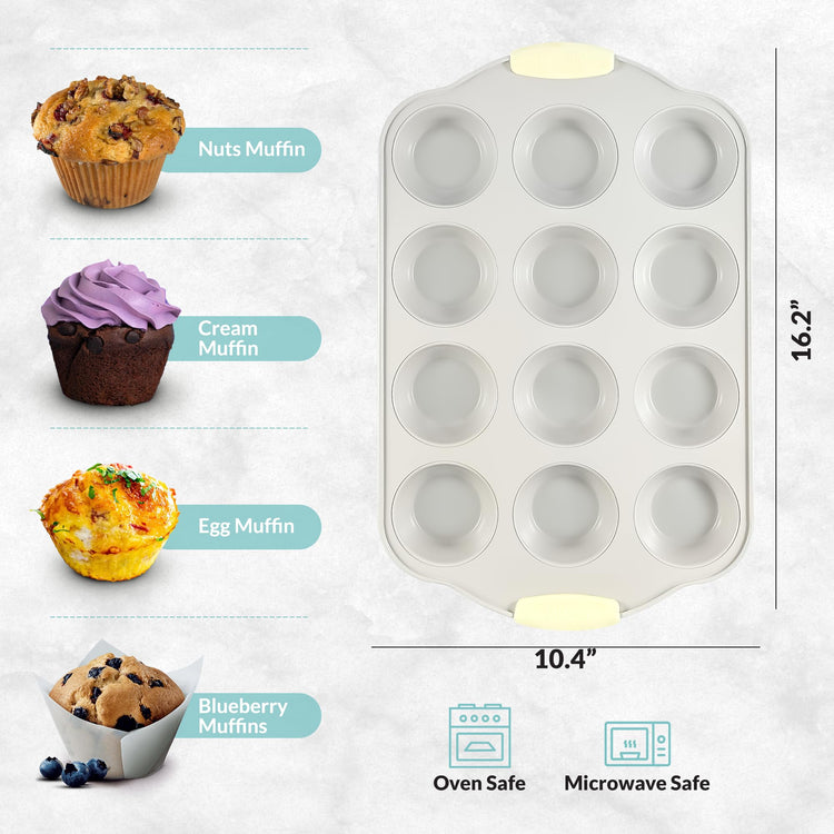 12 Cups Ceramic Coated Muffin Pan for Baking