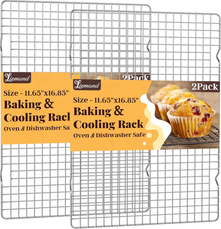 Cooling Racks for Cooking and Baking - 2 PCS 11.65" x 16.85" Grid Wire Baking Rack for Oven Cooking, Baking, Grilling, Roasting -Dishwasher Safe Bacon Rack- Fits Half Sheet Cookie Pan - Nestoria