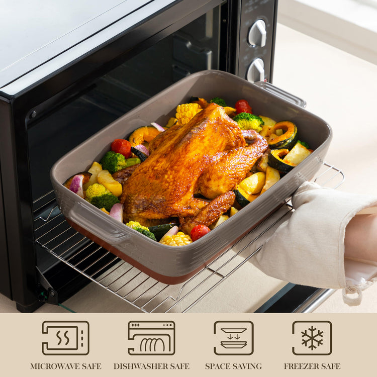 Large 9x13 Ceramic Baking Dish with Handles