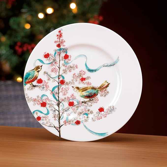Lenox 810174 Chirp Seasonal 9-Inch Salad Plate 1-Piece, Service for 1, Luncheon Plate, Christmas Dinnerware