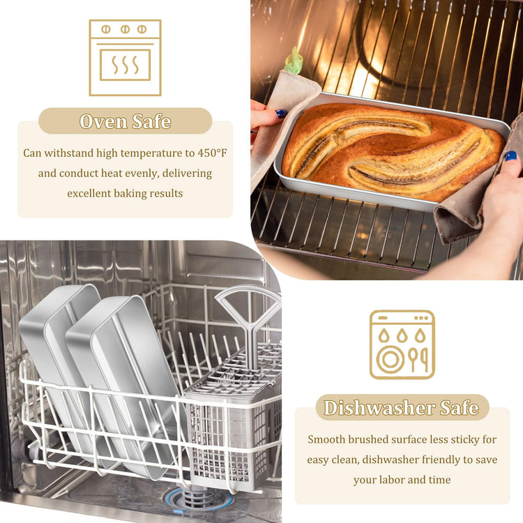 Loaf Pan 12 x 5 Inch Stainless Steel Loaf Pans for Baking Bread (2 Count)