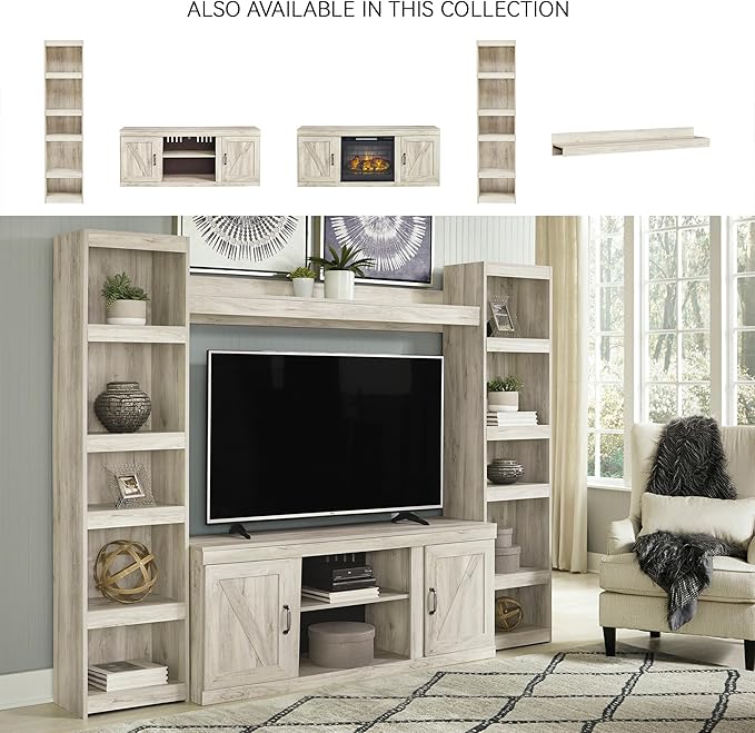 Signature Design by Ashley Bellaby Farmhouse Pier with 3 Adjustable Shelves, Whitewash