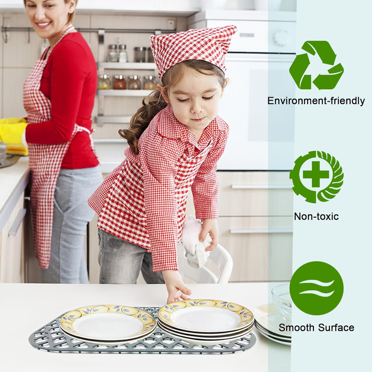 Sink Protectors for Kitchen Sink 13x11 &16x12 &19x14 &21x16 &22x13 &24x13 &26x14 &28x14 &30x16, Large Silicone Sink Mats Grid for Bottom of Farmhouse Sink (16.7”x12.5”)