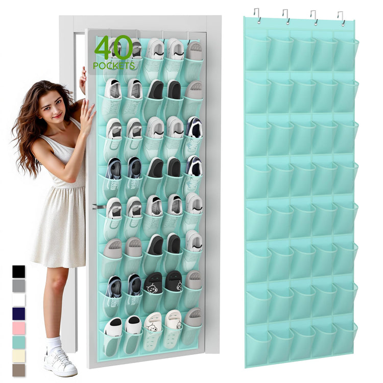 Over the Door Shoe Organizer with 40 Large Breathable Mesh Pockets