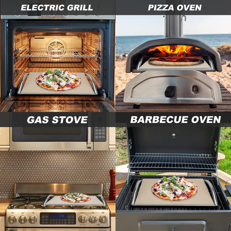16" Cordierite Pizza Stone with Removable Stainless Steel Rack