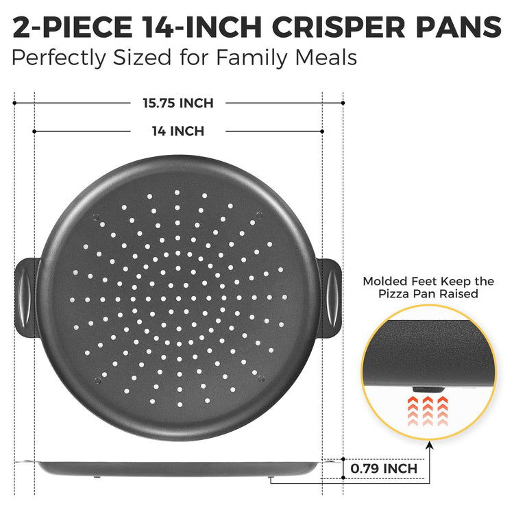 2 Pack Pizza Pan 14 Inch with Holes (2 Count)