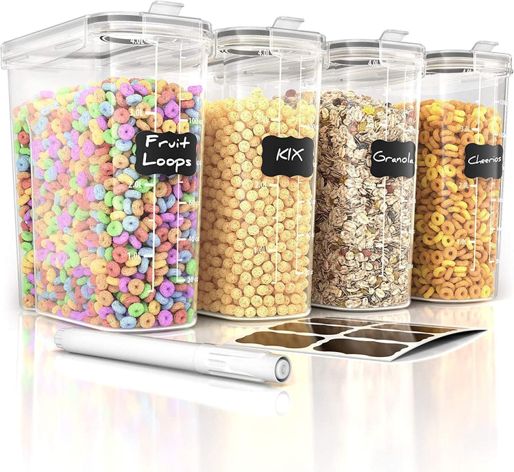 Airtight Cereal Containers with Lids (4 Count)
