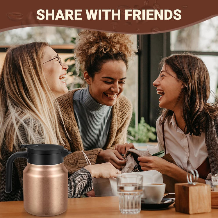 34Oz Thermal Coffee Carafes For Keeping Hot/Cold, Stainless Steel Coffee Carafe, Dustproof Insulated Water Carafe for Party/Home,Copper
