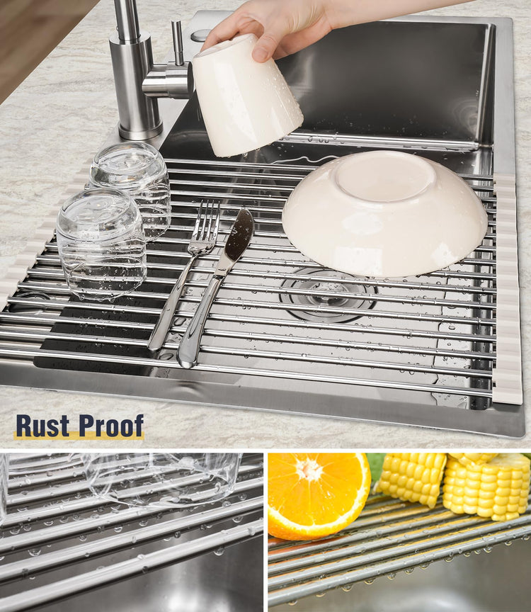 Roll Up Dish Drying Rack Over Sink