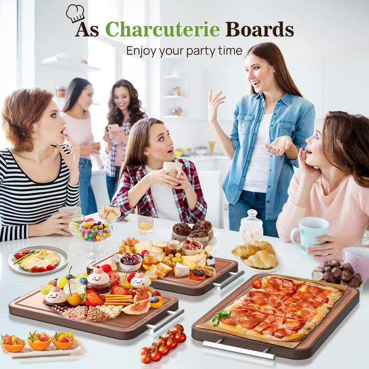 Double Sided Stainless Steel and Ebony Cutting Board