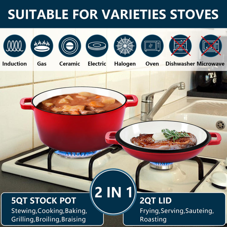 5 Quart Enameled Cast Iron Dutch Oven