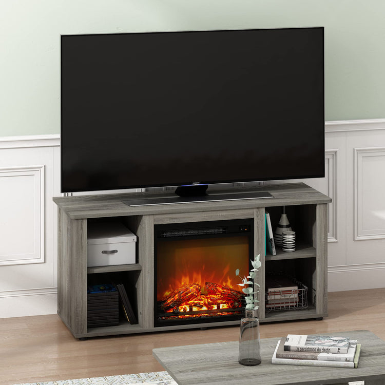Jensen Fireplace Entertainment Center TV Stand with Open Storage for TV up to 55 Inch