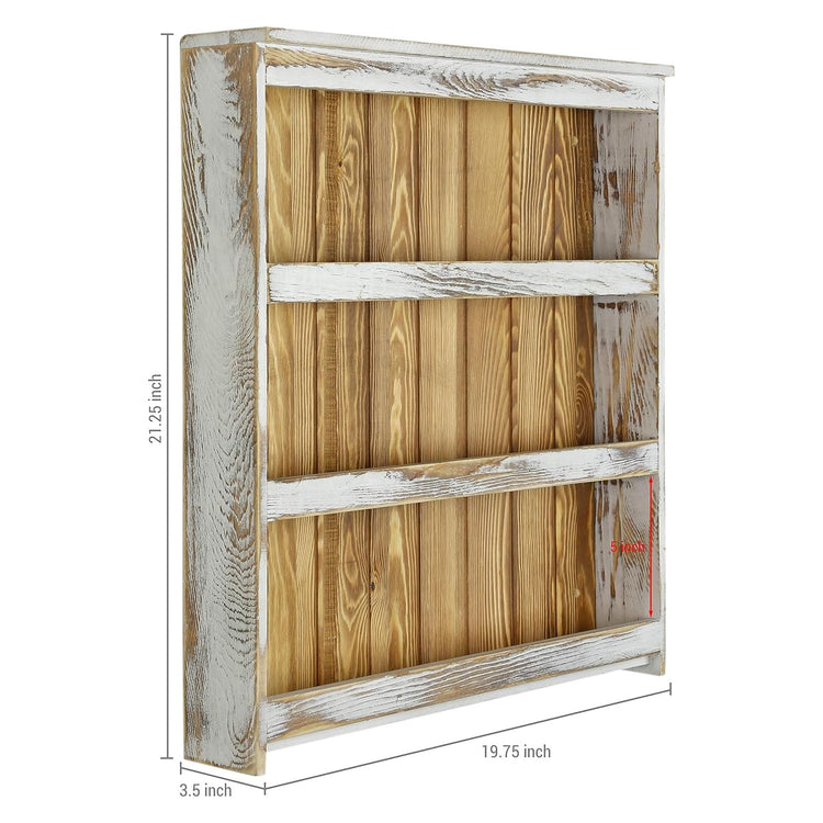3 Tier Spice Rack Wall Mount Rustic Wood Kitchen Shelf