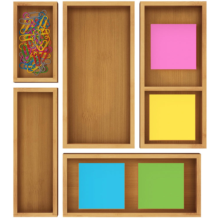 Premium Carbonized Bamboo Decorative Boxes (5 Count)