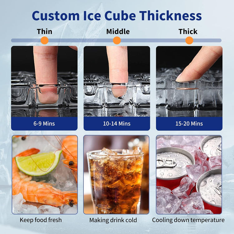 Commercial Ice Maker 160 LBS/24H, Upgraded 15" Wide Undercounter Ice Maker with 35LBS Ice Capacity, Self-Cleaning Stainless Steel Ice Machine, Built-in or Freestanding Large Ice Machine for Outdoor