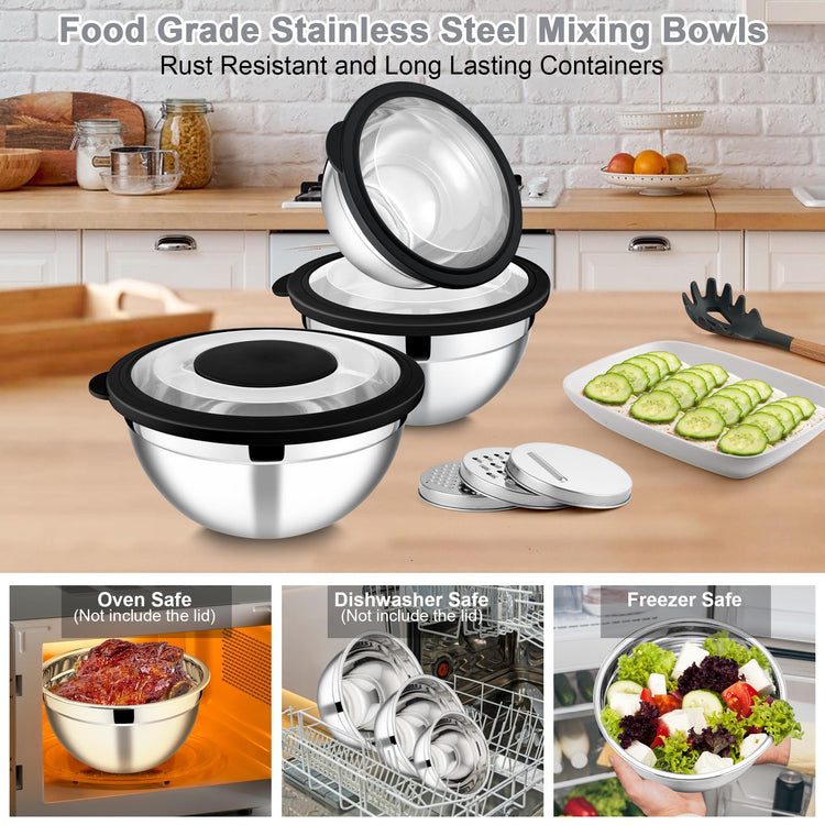 Mixing Bowls with Lids and Graters (3 Count)
