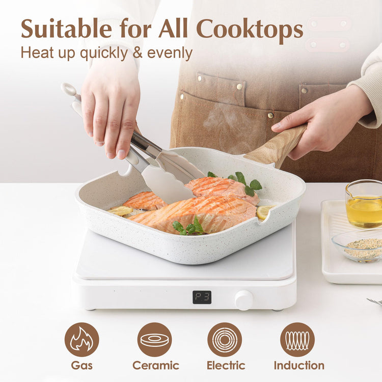 Nonstick Ceramic Grill Pan for Stove Tops