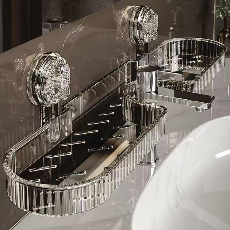 2025 NEW Universal Removable Faucet Storage Rack, Thickened and widened panel design, Removable faucet storage rack installs, no drilling required, residual water automatically drains away (Black)