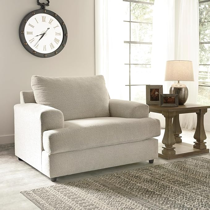 Signature Design by Ashley Soletren Contemporary Chenille Chair and a Half, Off-White