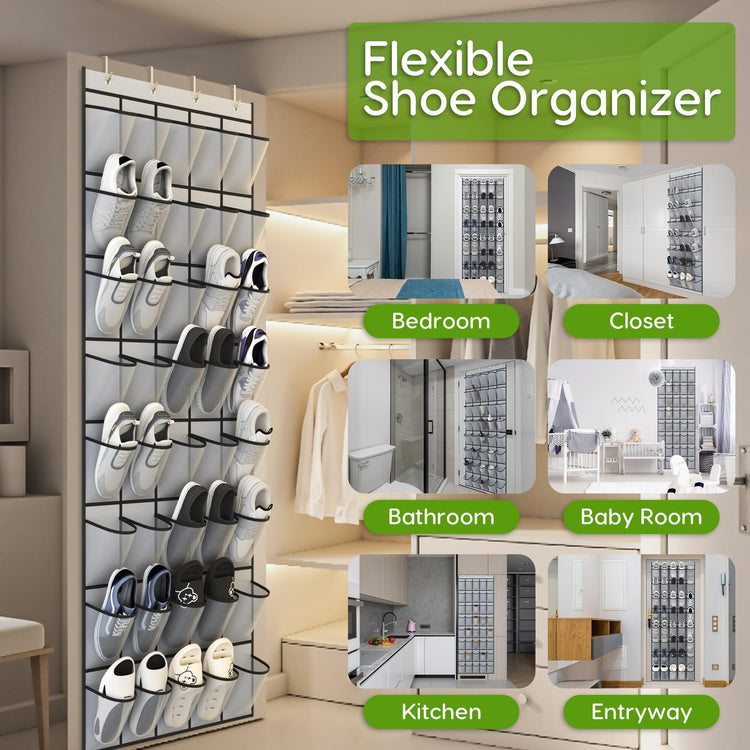Over the Door Shoe Organizer with 40 Large Breathable Mesh Pockets