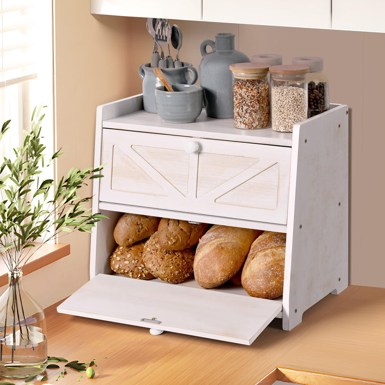 Bamboo Corner Bread Box for Kitchen Countertop 2