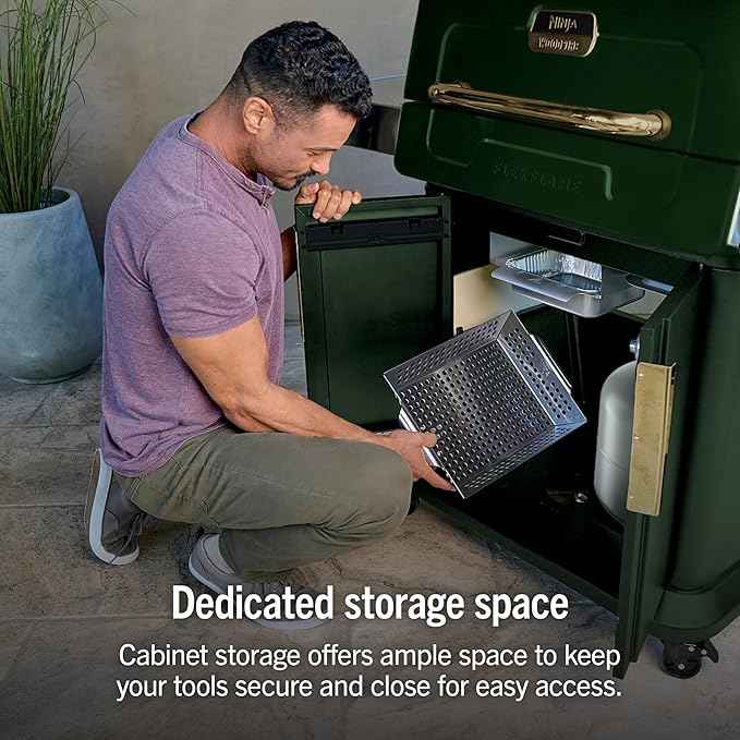 Ninja FlexFlame Grill and Smoker | Electric and Propane Grill, Roaster, BBQ Grill | 5-in-1 Cooking System | 3 Burner | Digital Control | Outdoor Cooking, Griddle, Pizza Maker | Green | PG301GN