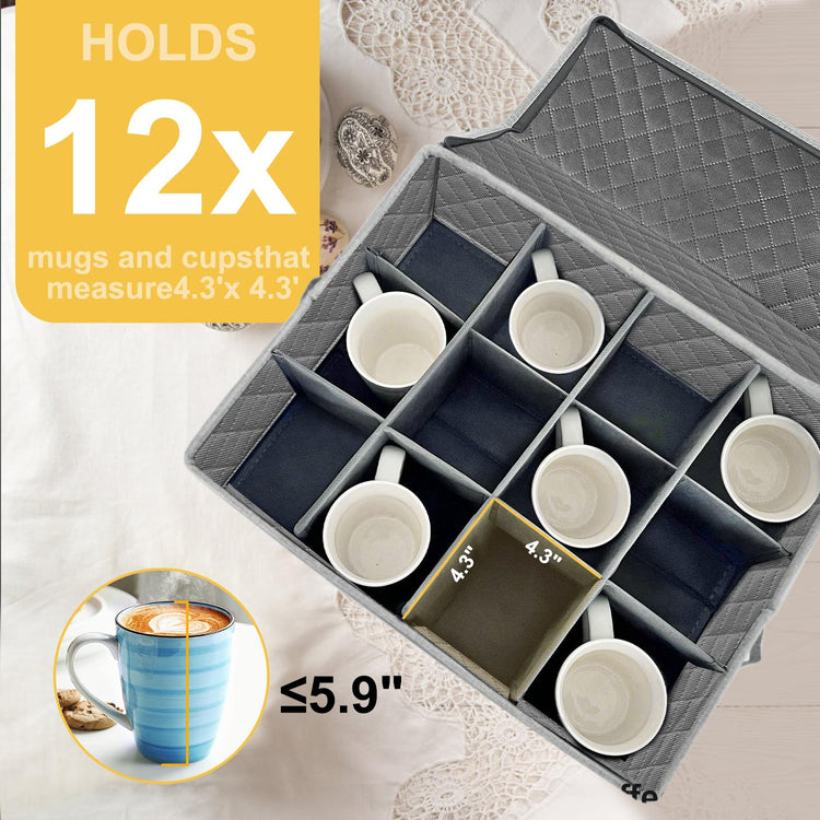 Coffee Mug Storage Box with Dividers