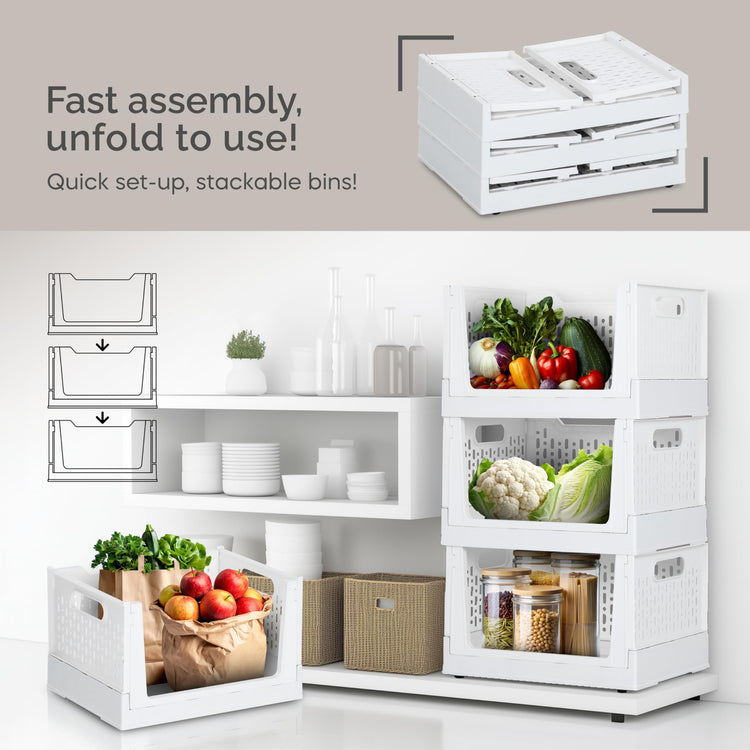 Foldable Stackable Storage Bins with Wheels (3 Count)