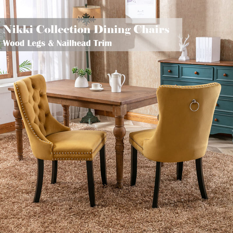 Gold Velvet Dining Chairs Set of 2 (2 Count)