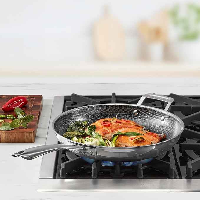 Cuisinart FusionElite+ Hybrid Nonstick Tri-Ply Stainless Steel Skillet, 12″ Skillet Frying Pan with Helper, PURELYSEAR Ceramic Nonstick Technology, Scratch Proof, Cool Grip Handles, Dishwasher Safe