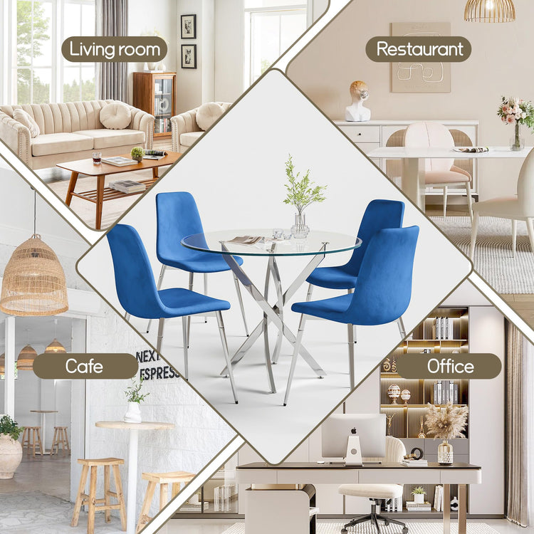 36" Round Glass Dining Table Set for 4 (5 Count)