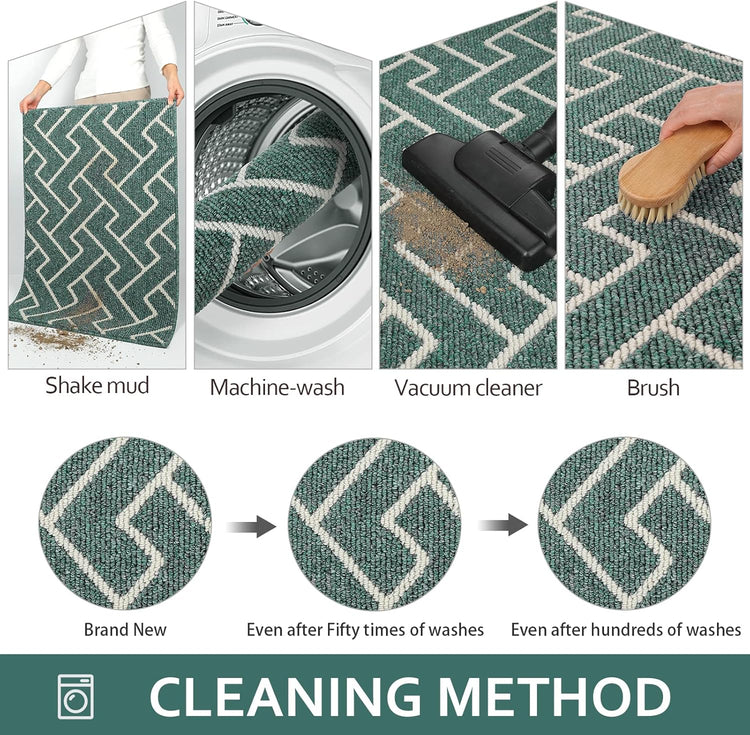 hicorfe Kitchen Rugs and Mats,Kitchen Mats for Floor,47"x71" Non Slip Runner Rug,Absorbent Resist Dirt Comfort Standing Mat Machine Washable for Entryway,Hallway,Front of Sink(Lake Blue)