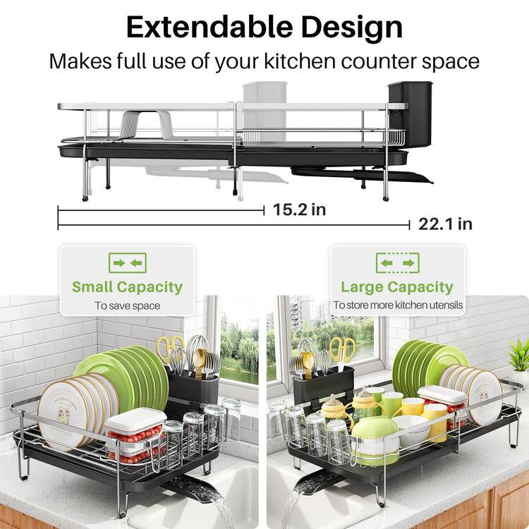Expandable Dish Drying Rack for Kitchen Counter