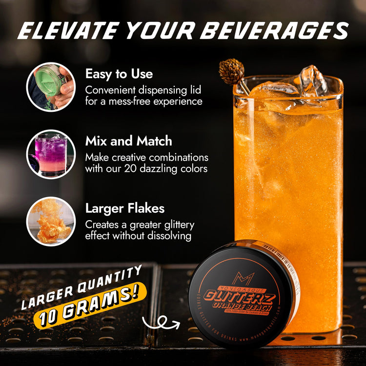 Orange Edible Glitter for Drinks & Cakes