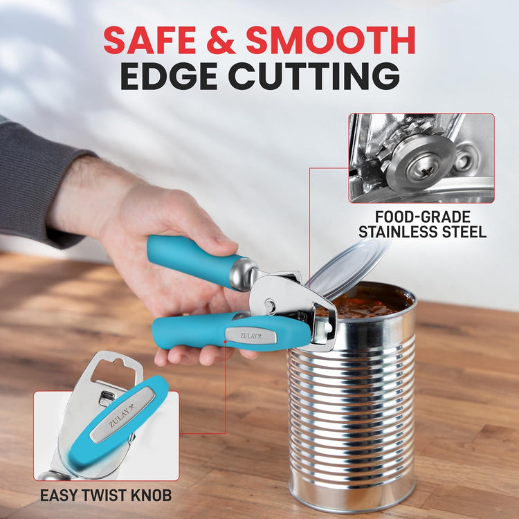 Zulay Kitchen Manual Can Opener with Bottle Opener with Turn Knob
