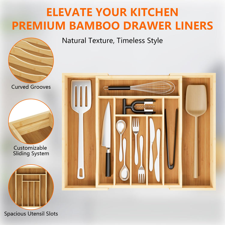 Expandable Bamboo Drawer Organizer Cutlery 7