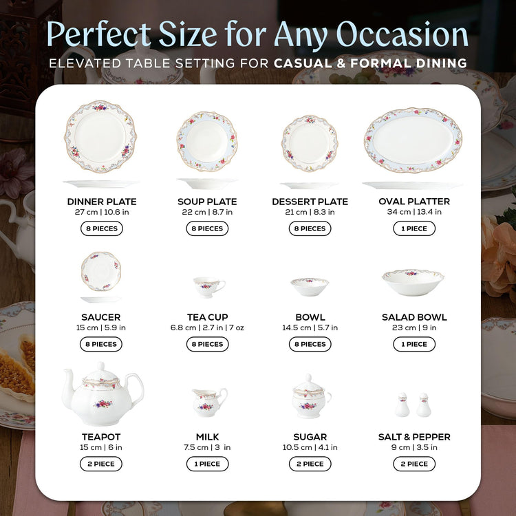 Romantic Bloom Bone China Dinnerware Set