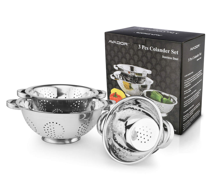 Set of 3 Stainless Steel Colanders (5 Count)
