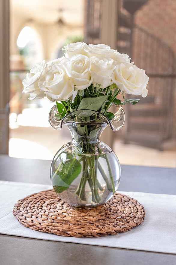 Hibiscus Glass Gray Medium Fluted Vase