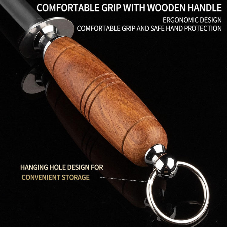 honing steel knife sharpener ,Wooden Handle knife sharpener rod,12 Inch Knife Sharpening Steel Honing Rod(mahogany)