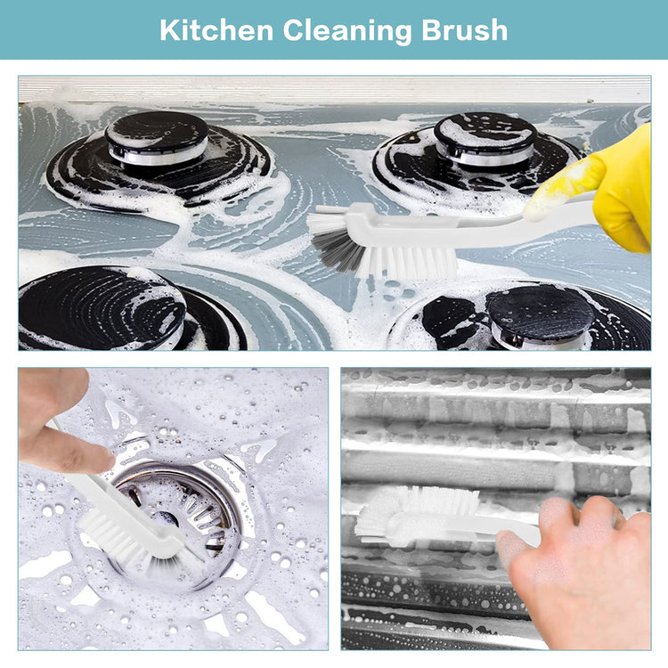 8 Pcs Dish Brush Bottle Bathroom Scrub Brushes Kitchen Cleaning Brush Right Angle Kitchen Brush Sink Household Pot Pan Edge Corners Tile Lines Brush with Stiff Bristles (8 Count)